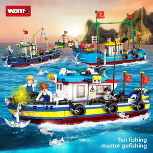 Bloques de Construcción de Plástico ABS Estilo Partículas para Niños, Serie Woma Fishing Master, para Pescar en Barco, Creativos y de Bricolaje - Product Image 5
