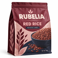 Sacs d'emballage à fond plat imprimés sur mesure pour le riz rouge et les céréales, pochettes en plastique de qualité alimentaire avec fermeture éclair