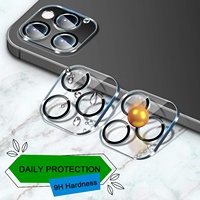 Film de protection pour caméra iPhone 3D, 2 pièces, protecteur d'écran en verre trempé transparent pour objectif de caméra arrière, pour iPhone 12 13 14 HD