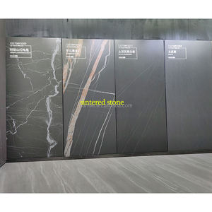 Carreau de sol en porcelaine aspect marbre dalle <span class=keywords><strong>prix</strong></span> raisonnable cuisine noire pierre frittée Nero Margiua 1600*3200*12mm pour façades - Product Image 1