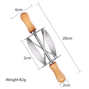 Low MOQ 2Pcs Stainless Steel <strong>Roller</strong> Slices with Oak Handle Perfect Shaped <strong>Pastry</strong> Dough Croissant Cutter <strong>Roller</strong> - Product Image 2