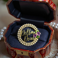 Desain Baru Perhiasan Huruf Yunani Sorority Soror Dst Sigma Delta Dear Pearl Brooch Pin Delta Theta Brooches Pins