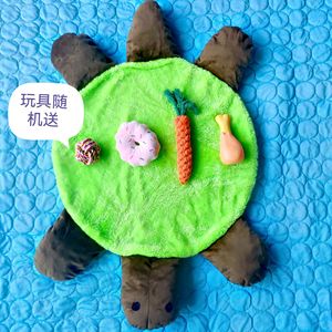 Pet Turtle Sleeping Mat Green <b>Plush</b> Round Dog Bed Warm Winter Pet Mat for Dogs Thick Soft Polyester Fiber Fill - Product Image 4