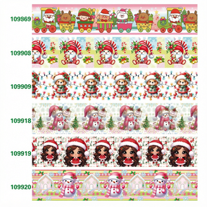 Cintas Impresas con Dibujos Animados Navideños Personalizadas, 100% Poliéster, de una Sola Cara, para Decoración de Regalos, Amplia Variedad de Diseños - Product Image 1