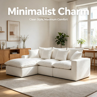 Weißes 3-Sitzer-Sofa Chenille Gitterförmig Gesteppt Komfortables Modernes Sofa Vakuumkomprimiert Wohnzimmermöbel