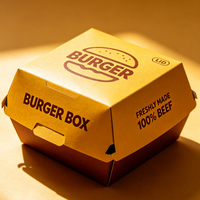 Caja de Cartón Kraft Cuadrada para Hamburguesas, con Diseño Personalizado e Impresión a Medida, para Comida para Llevar, Venta al por Mayor para Restaurantes
