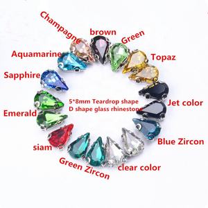 Cristal Brillante en Forma de Lágrima de 5*8 mm, Cristal de Alta Calidad con 4 Agujeros para Coser, Piedra de Cristal en Forma de Gota para Manualidades de Joyería, para Ropa y Bolsos - Product Image 1