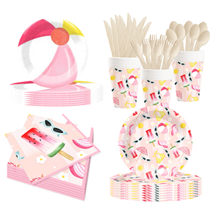 DAMAI Nuevo Juego de Vajilla Desechable con Diseño Personalizado Temático de Verano, Platos de Papel para Postre, Vasos y Servilletas con Diseño de Helado - Product Image 2