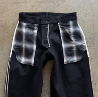 16OZ noir rouge lisière Denim hommes coupe droite HR bouton-mouche point chaîne point ourlet Vintage brut Denim jambe large Sihouete