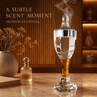 Brûleur d'encens en cristal K9 ambre, coupe diamant, éco-responsable, fait main, porte-encens d'aromathérapie, ornement de luxe pour la maison