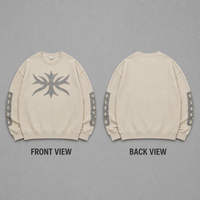 Nouveau T-shirt Homme OEM à Manches Longues, Coupe Ample, Grammage Lourd, Style Vintage, avec Patchs Appliqués Effet Vieilli et Bords Frangés
