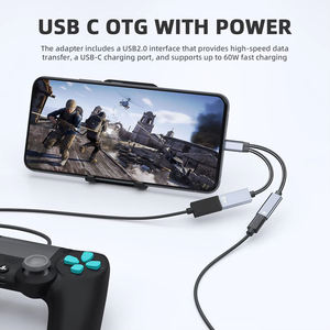 Cable OTG Tipo C 2 en 1 de Nailon y Aleación de Aluminio, Convertidor de Datos USB2.0 USB C, Adaptador de Puerto de Carga PD para Teléfono y Computadora Portátil - Product Image 2