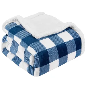 Super Warming Comfortable Fluffy Indoor Couch Sofa Bed Home All Ages Vacation Sherpa Plaid Throw Blanket