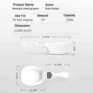 Strumenti di alimentazione degli animali domestici del cucchiaio di misurazione dell'esposizione digitale principale elettronica dell'alimento della paletta d'alimentazione del gatto della scala dell'alimento per animali domestici eccellente 250ML - Product Image 2
