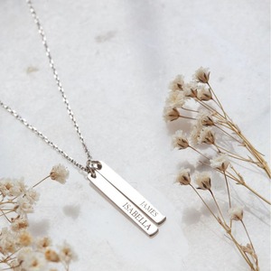Collier Pendentif Géométrique Long Personnalisé le Plus Populaire en Acier Inoxydable, Simple, DIY, avec Plaque Gravée Nom Personnalisable - Product Image 5