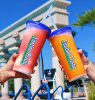 Gobelets à boisson en plastique personnalisés de 32 oz (900 ml) pour limonade, gobelets de qualité alimentaire avec couvercles et pailles, articles promotionnels souvenirs