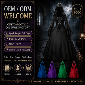 <span class=keywords><strong>Robe</strong></span> de Renaissance Gothique pour Femme, Costume Médiéval d'Halloween à Manches Cloche, <span class=keywords><strong>Robe</strong></span> Longue à Lacets pour Fête de Vampire ou Scène - Product Image 1