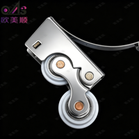 Poulie de porte coulissante moderne en acier inoxydable à double came, finition satinée, épaisseur 1,4 mm, roue inférieure de porte de placard pour cuisine