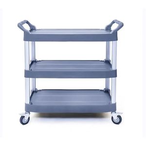 Carrito de Servicio para Hotel de 3 Niveles, 102x51x100cm, Gris/Negro Resistente, con 4 Ruedas Giratorias, para Uso en Comedores - Product Image 5