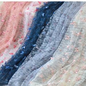 Tissu de broderie 3D en dentelle légère papillon avec <span class=keywords><strong>voile</strong></span> scintillant <span class=keywords><strong>voile</strong></span> de mariage robe de coiffure en poudre multicolore élégant rideau de <span class=keywords><strong>lit</strong></span> - Product Image 1