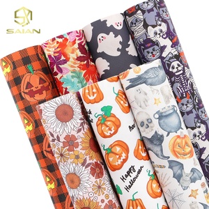 ม้วนหนังเทียมสำหรับทำต่างหู DIY กระเป๋าถืองานประดิษฐ์ทำมือองค์ประกอบการพิมพ์ลายฟักทองผีดอกไม้ - Product Image 2