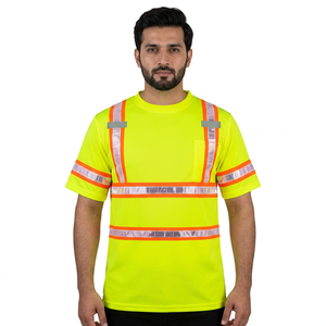 Reflective Stripes <b>Hi</b> <b>Vis</b> Workwear Construction <b>Hi</b> <b>Vis</b> Safety Work T <b>Shirt</b> Short Sleeve Reflective High Visibility <b>Shirt</b> - Product Image 1