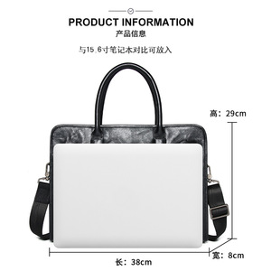 Genuine Leather <b>Briefcase</b> Men's Business Bag Black Top Layer Cowhide Laptop Bag Office Travel Hand Carry Bag - Product Image 5
