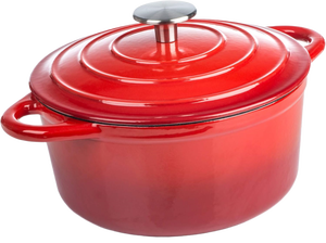 Casserole <span class=keywords><strong>en</strong></span> <span class=keywords><strong>fonte</strong></span> émaillée rouge Casseroles Marmite pour four hollandais avec couvercle utilisée dans la cuisine - Product Image 2