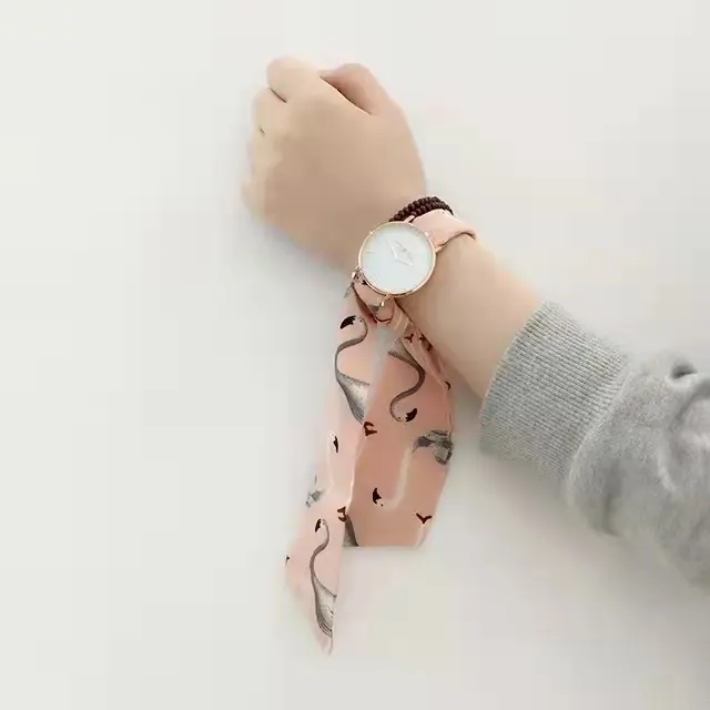 צרפתית אופנה דקה חגורה נקבה משי צעיף שעון נערות אופנה מתנת שעון יד