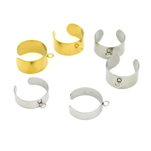 Anneau ouvert en forme de C en acier inoxydable réglable pour la fabrication de bracelets, couleur argent ou or, finition lisse, composant de bijouterie - Product Image 1