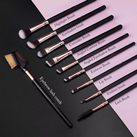 YDINI grosir 16 buah gagang kayu hitam emas mawar ferulle bulu sintetis Set kuas Makeup penggunaan kosmetik