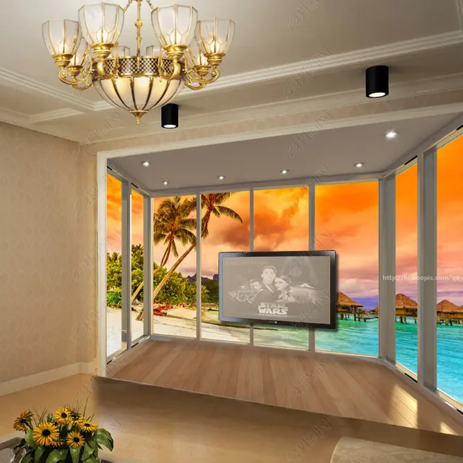 Sunset Beach Romantic Landscape Mural 3D Wallpaper For Home Decor