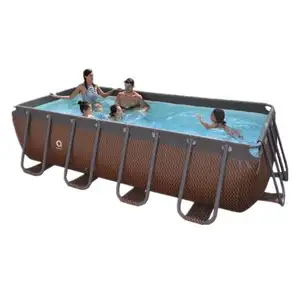 Jilong Avenli 17825 Passaat de ratán de diseño de marco de acero rectangular piscina familia marco rectangular piscina de 400cm x 200cm x 99cm