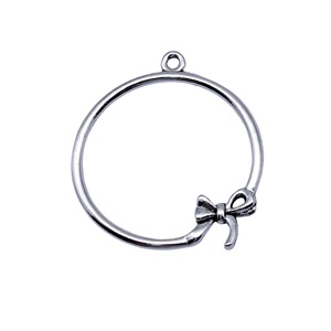 Konektor Lingkaran Pita 32x29mm Perak Antik Paduan Seng Dua Lingkaran Terbuka untuk Anting Gantung - Product Image 4
