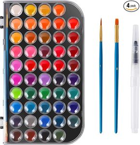 Juego de Pinturas de Acuarela Lavables de 48 Colores, con un Pincel, un Pincel de Agua Recargable y una Paleta para Niños y Adultos - Product Image 1