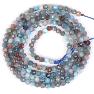 AsVrai U 2 34mmナチュラルファセットブルーアパタイトジェムストーンルーズスペーサービーズ、ジュエリー作りDIYブレスレットイヤリングアクセサリー - Product Image 4
