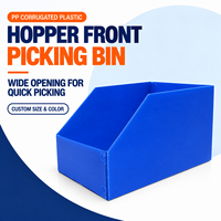 Bac de picking pliable en plastique ondulé PP à face ouverte, taille personnalisée pour le stockage de pièces en entrepôt et la préparation des commandes