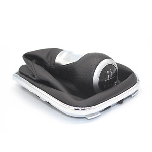 Volkswagen <b>Gear</b> Shift <b>Knob</b> Cover Black Leather Red Stitch 5 6 Speed Manual Transmission Upgrade Accessory - Product Image 3