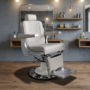 Chaise de barbier hydraulique à 360° en promotion °   Fauteuil de salon pivotant et inclinable, réglable en hauteur, avec structure en acier inoxydable et revêtement en cuir, pour coiffeur - Product Image 2