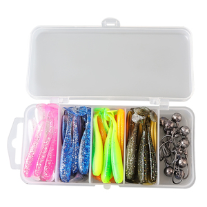 Bộ mồi câu mềm 25 cái 50 cái 100 cái 6cm 7cm 9.5cm, đầu chì, móc câu, 10 màu, đuôi chữ T, mồi giả sinh học mềm - Product Image 4
