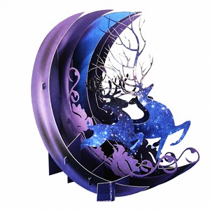 Carte de vœux cerf galaxie bleu violet, carte artistique en papier pliable 3D, décoration cadeau saisonnière - Product Image 1