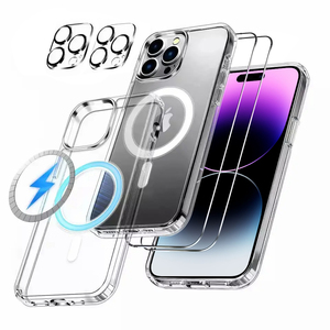 เคสโทรศัพท์แม่เหล็ก5-in-1 <span class=keywords><strong>iPhone</strong></span> 15 PRO MAX และฟิล์มป้องกันหน้าจอ9H พร้อมฟิล์มเลนส์อะคริลิค - Product Image 1