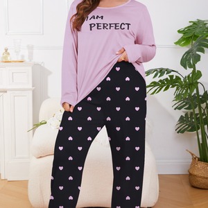 <span class=keywords><strong>Pigiama</strong></span> <span class=keywords><strong>Estivo</strong></span> da Donna Taglia Grande, Sottile, con Collo Tondo, Casual, Maniche Lunghe e Pantaloni, Abbigliamento da Casa - Product Image 1