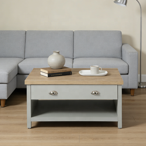 <span class=keywords><strong>Mesa</strong></span> de Centro Moderna, Superficie de Madera Clara con Base Gris, <span class=keywords><strong>Mesa</strong></span> de Centro de 2 Niveles con Cajón de Almacenamiento para Sala de Estar - Product Image 1