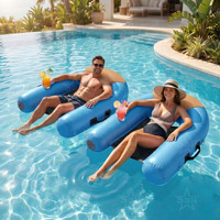 Chaise longue gonflable en forme de U pour piscine, flotteur robuste en PVC avec siège en maille pour la relaxation à la piscine, au lac ou à la plage