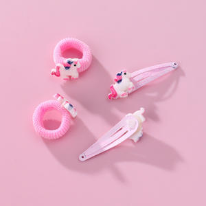 Moda niños pelo <span class=keywords><strong>Scrunchies</strong></span> dibujos animados <span class=keywords><strong>unicornio</strong></span> resina Clips alto elástico venta al por mayor accesorios para el cabello - Product Image 1