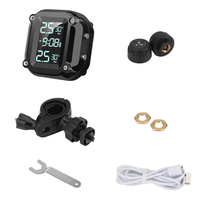 Kit Sensor Tekanan Ban Sepeda Motor Eksternal Digital LCD Nirkabel 433MHz TPMS Bahan Plastik Pengisi Ban Sepeda