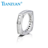 Bague éternité en moissanite taille princesse 3x3mm, argent 925, bande en forme de coussin, pierre taille carré, bijoux de luxe en moissanite