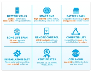 Гибридная сетевая батарея Powerwall 48В 100Ач 200Ач <span class=keywords><strong>LiFePO4</strong></span>, 10 кВт, аккумулятор <span class=keywords><strong>LiFePO4</strong></span> - Product Image 4