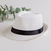 Chapeau Fedora Trilby en Paille de Papier Personnalisé avec Logo Imprimé, pour Hommes et Femmes, Idéal pour l'Été et le Printemps, Cadeau Promotionnel Abordable